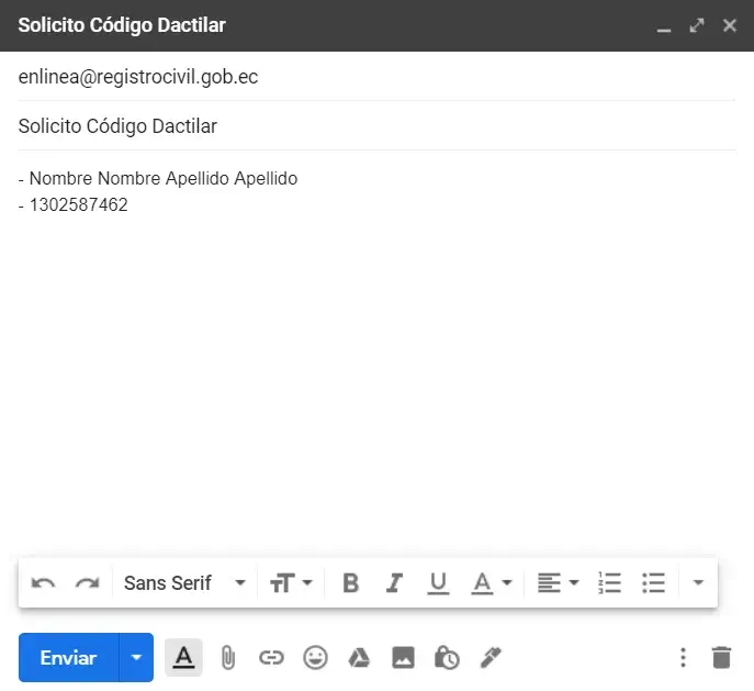 codigo dactilar