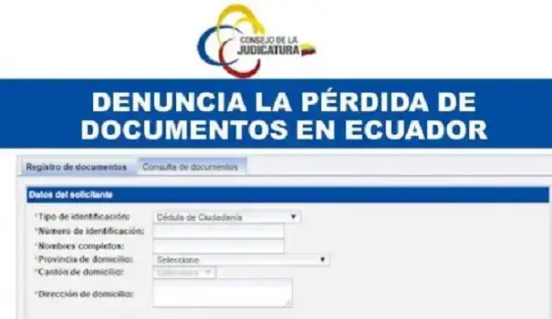 denuncia perdida documentos ecuador línea