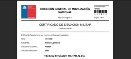 Certificado de situación militar