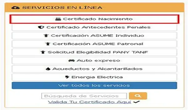 Certificado de Nacimiento en Puerto Rico %%currentyear%% Telefonía Call Center giro postal adquirir el certificado plataforma de vital check