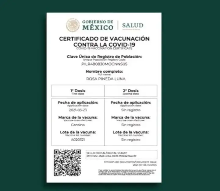 certificado vacunación