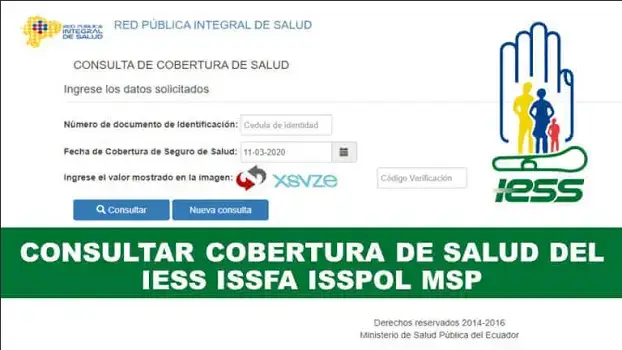 Consultar Cobertura de Salud del IESS ISSFA ISSPOL MSP