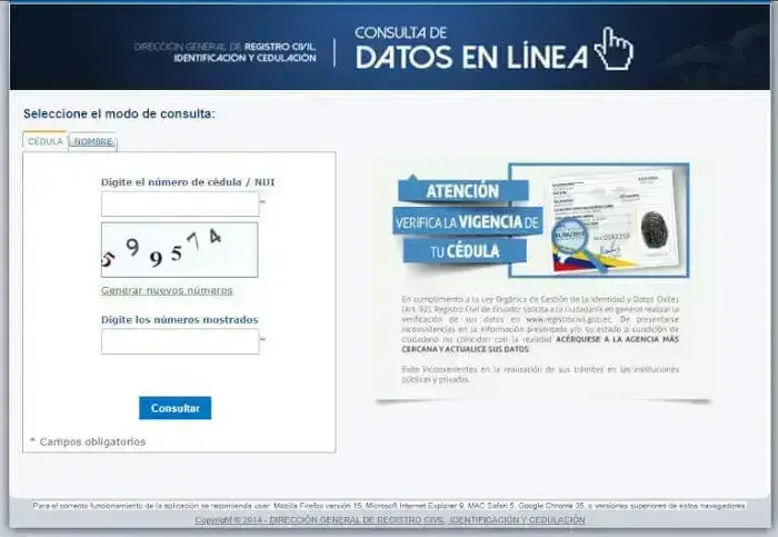 Consultar fecha de nacimiento Ecuador Registro Civil
