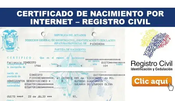 Sacar certificado de Nacimiento gratis por Internet